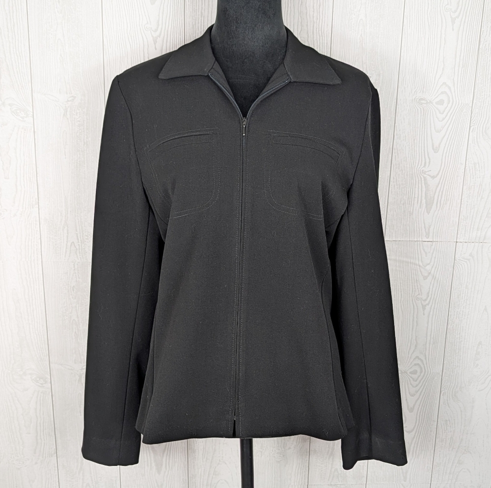Alanni Moda Bella Black Blazer Jacket Women's Size 6 Zipper Front